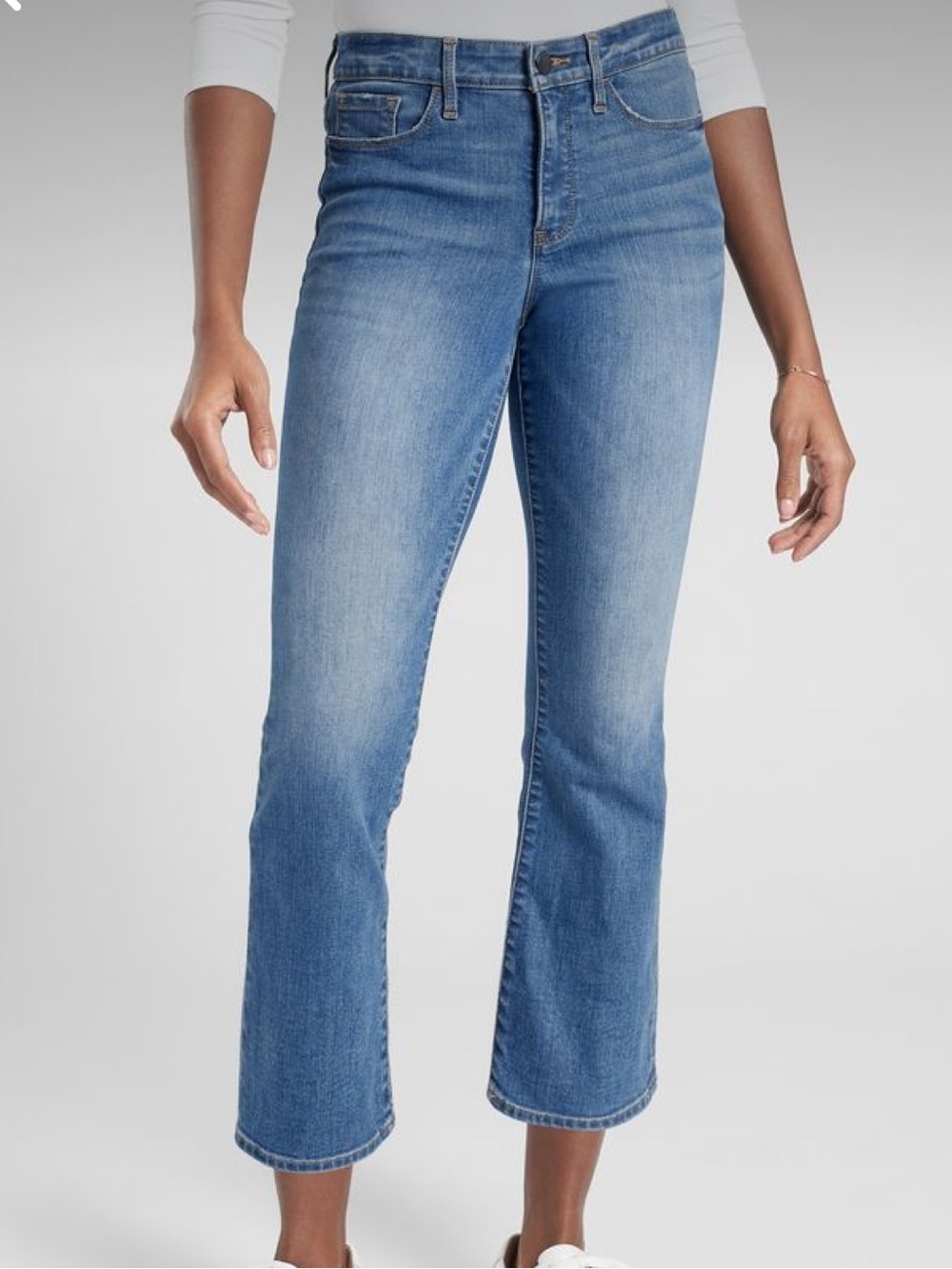 Athleta High Rise stretch denim jeans kick flare cropped length size 12